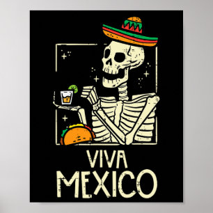 Affiche Viva Mexico Skeleton Cinco De Mayo Mexican Indepen