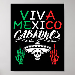 Affiche Viva Mexique Cabrones Fête de l'Indépendance Drape