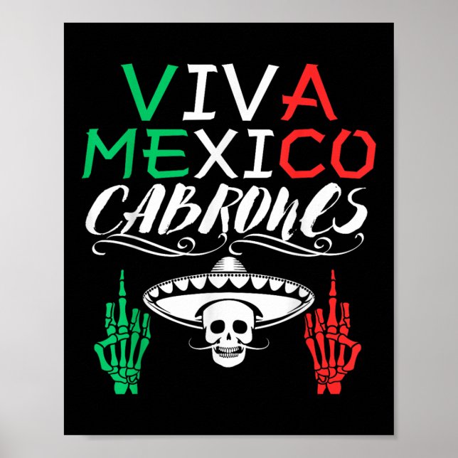 Affiche Viva Mexique Cabrones Fête de l'Indépendance Drape (Devant)