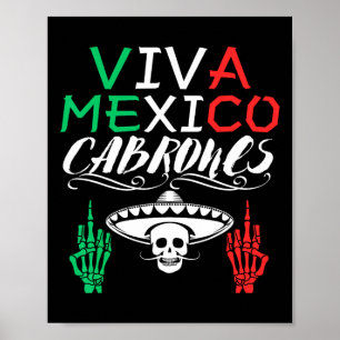 Affiche Viva Mexique Cabrones Fête de l'Indépendance Drape