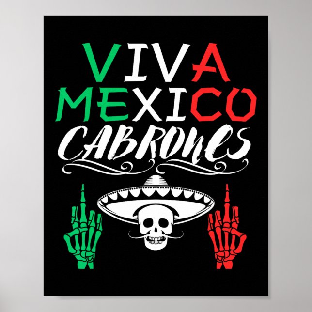 Affiche Viva Mexique Cabrones Fête de l'Indépendance Drape (Devant)