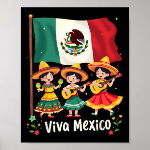 Affiche Viva Mexique Fête de l'Indépendance Mexicaine Guit