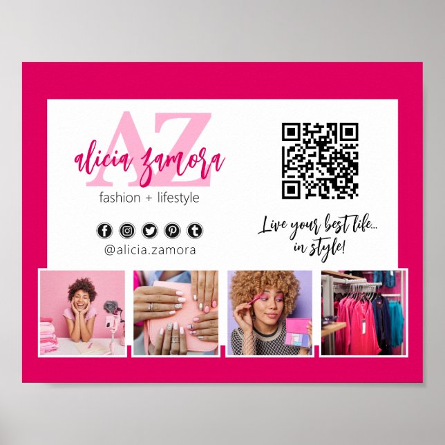 Affiche Viva Modern Magenta Mode Boutique Marketing QR (Devant)