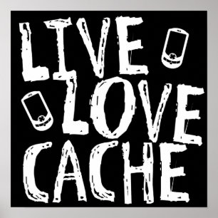 Affiche vivante de Geocaching de cachette d'amour