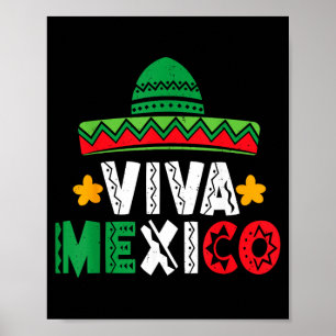 Affiche Vive le Mexique Drapeau mexicain Fête de l'indépen