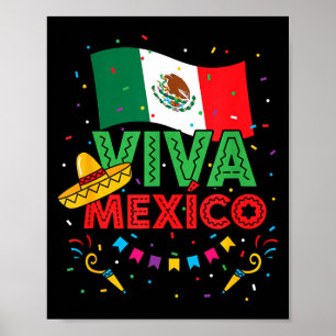 Affiche Vive le Mexique enfants drapeau mexicain cinco de