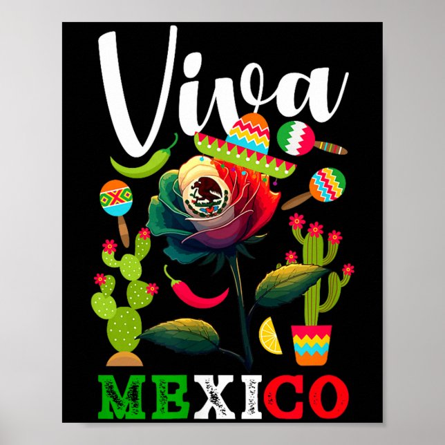 Affiche Vive le Mexique fierté mexicaine drapeau racines d (Devant)