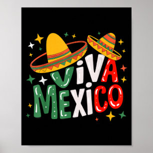 Affiche Vive le mexique fillettes garçons drapeau mexicain