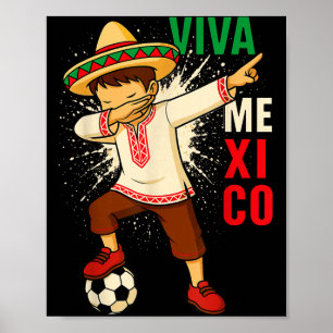 Affiche Vive le mexique garçon de football mexicain faisan
