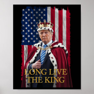 Affiche Vive le roi Vintage Retro Portrait Trump 4t