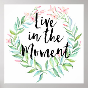 Affiche Vivez dans l'aquarelle de jasmin de moment florale