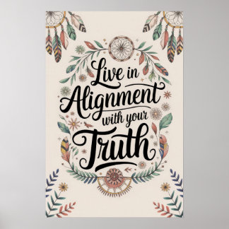 Affiche Vivez en harmonie avec votre vérité Boho Design