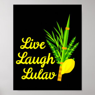 Affiche Vivez Riez Lulav Etrog Joyeux Souccot Juif Soukka