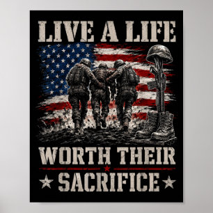 Affiche Vivez une vie digne de sacrifice vétéran militaire