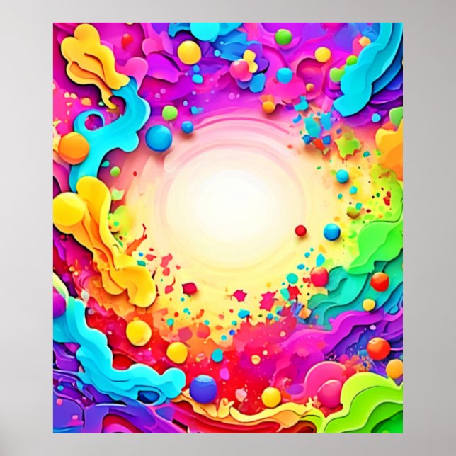 Affiche Vivid Abstrait Color Explosion Art (Devant)