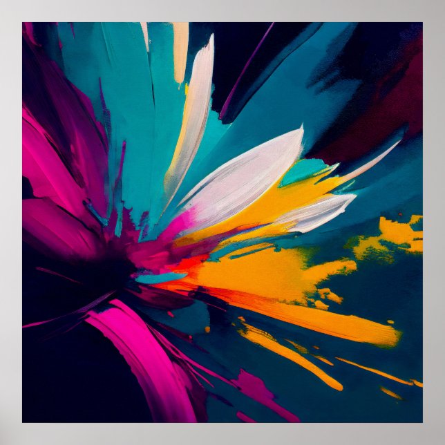 Affiche Vivid Bloom – Énergie florale abstraite explosive (Devant)
