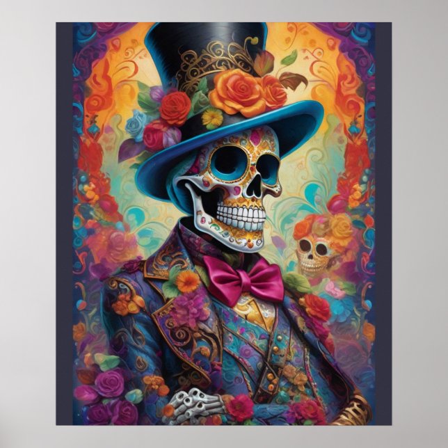 Affiche Vivid Celebration : Sugar Skull Dapper Skeleton (Devant)