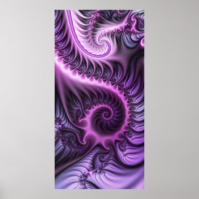 Affiche Vivid Cool Abstrait rose violet Fractal Art Spiral (Devant)