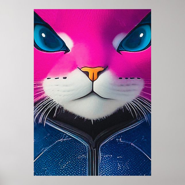 Affiche Vivid Cyborg Cat Closeup (Devant)