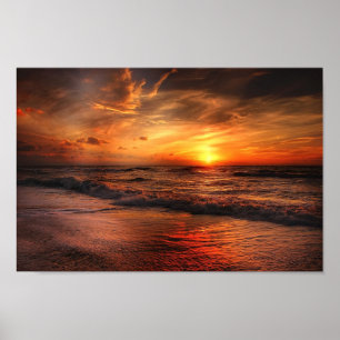Affiche Vivid Orange Beach Sunset