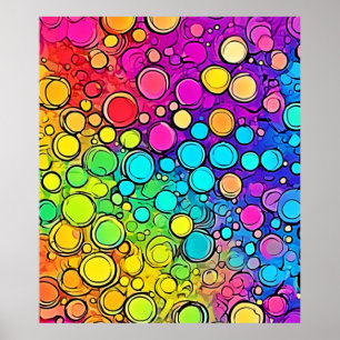 Affiche Vivid Rainbow Bubble Abstraction