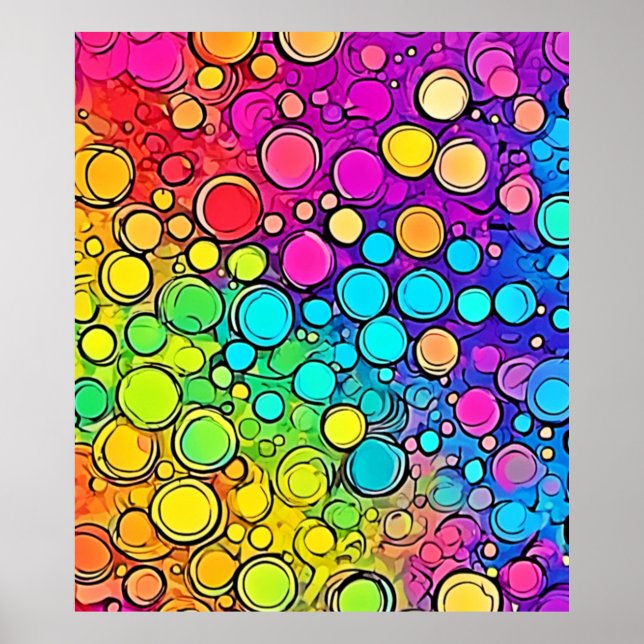 Affiche Vivid Rainbow Bubble Abstraction (Devant)
