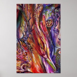 Affiche VIVIEN ET MERLIN Arthurian Legends Aquarelle