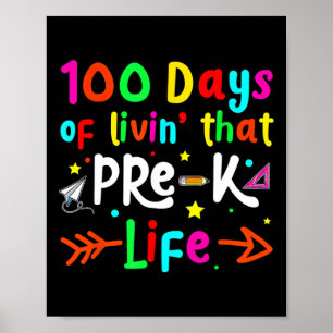 Affiche Vivre 100 Jours D'École Pré K Vie Enseignants Garç