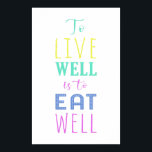 Affiche Vivre bien, c'est bien manger | Manger sainement<br><div class="desc">Laissez-vous tenter par l'art de vivre avec ce mantra : "Vivre bien,  c'est bien manger". Explorez un monde de délices culinaires,  savourez des saveurs qui nourrissent à la fois le corps et l'âme. Améliorez votre style de vie avec des repas sains et délicieux,  embrassant l'harmonie entre bien-être et gastronomie</div>