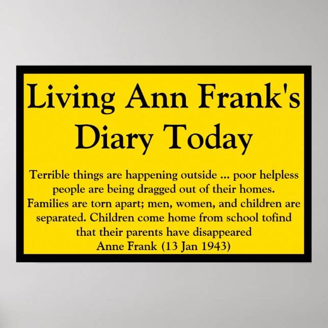 Affiche Vivre la citation du journal d'Anne Frank (Devant)