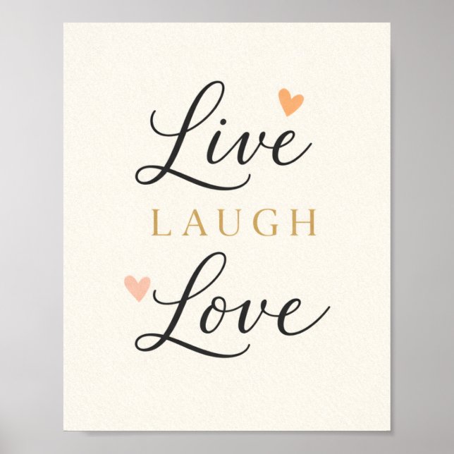 Affiche Vivre Rire Aimer Typographie (Devant)