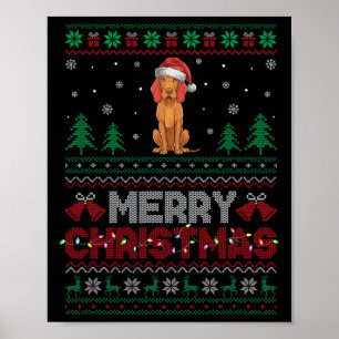 Affiche Vizsla Amoureux de les chiens Santa Hat Lumières d