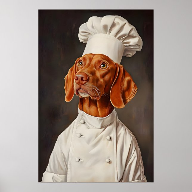 Affiche Vizsla au chapeau de chef, Affiche de comp (Devant)