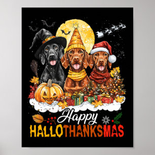 Affiche Vizsla Chien Halloween Noël Joyeux Hallothanksma