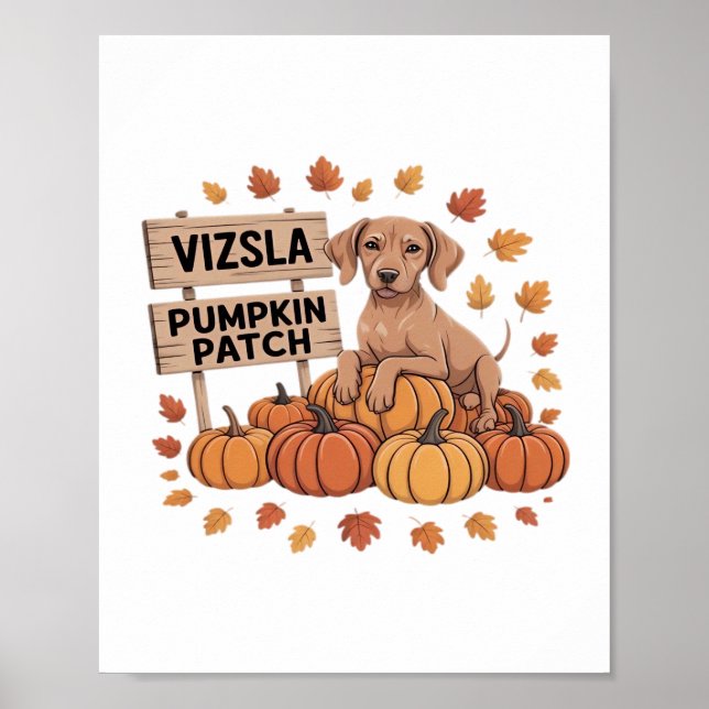 Affiche Vizsla Citrouille Patch Amoureux de les chiens Tha (Devant)