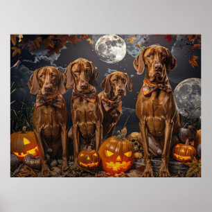 Affiche Vizsla Halloween Squelettique