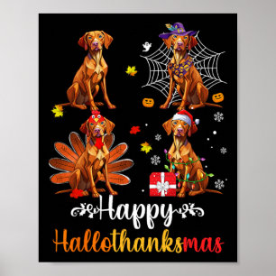 Affiche Vizsla Lover Halloween Joyeux Noël Joyeux Happy Ha