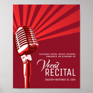 Affiche Vocal récital classique microphone musique rouge