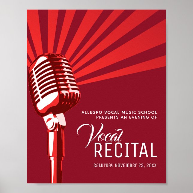 Affiche Vocal récital classique microphone musique rouge (Devant)
