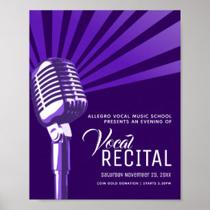 Affiche Vocal récital classique microphone musique violet