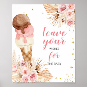 Affiche Vœux de Baby Shower de glace bohème pour panneau d