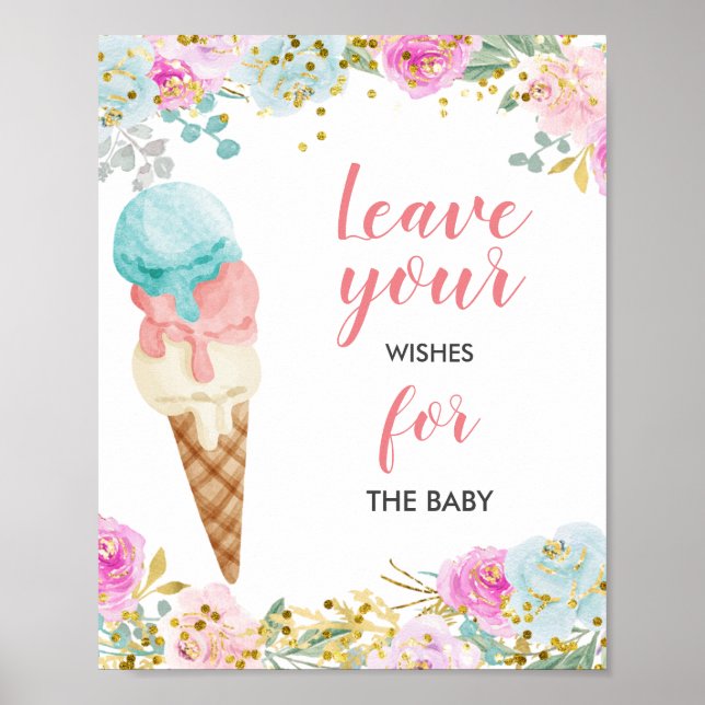 Affiche Vœux de Baby Shower de glace pour panneau de bébé  (Devant)