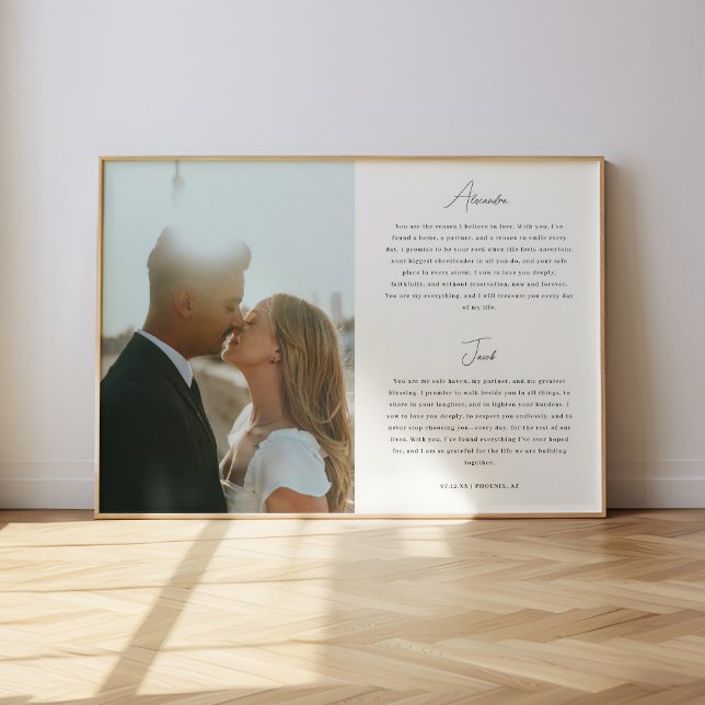 Affiche Vœux de mariage à l'écriture personnalisée avec ph (Créateur téléchargé)