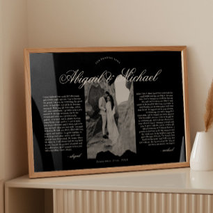 Affiche Vœux de mariage écriture moderne noir et blanc ave