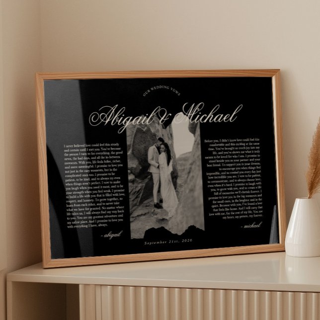 Affiche Vœux de mariage écriture moderne noir et blanc ave (Créateur téléchargé)