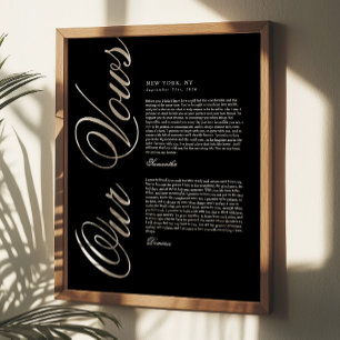 Affiche Vœux de mariage élégants et modernes en noir et bl