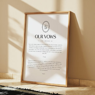 Affiche Vœux de mariage minimalistes Monogramme personnali