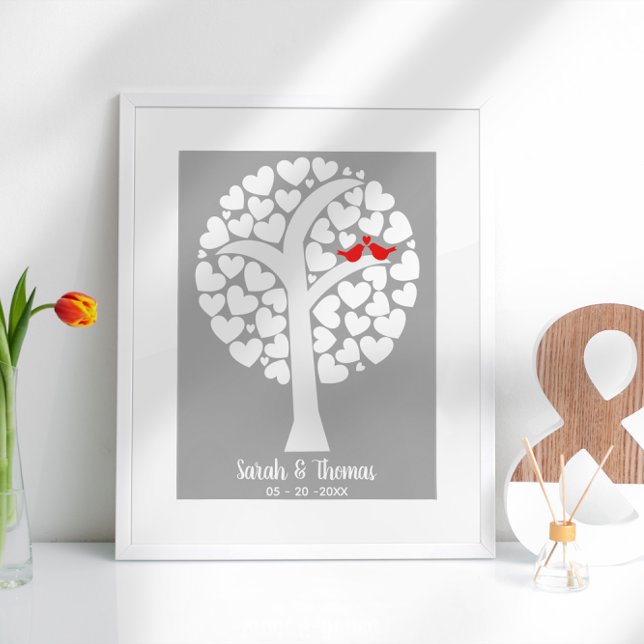 Affiche Vœux de mariage ou d'anniversaire des oiseaux de l (Créateur téléchargé)