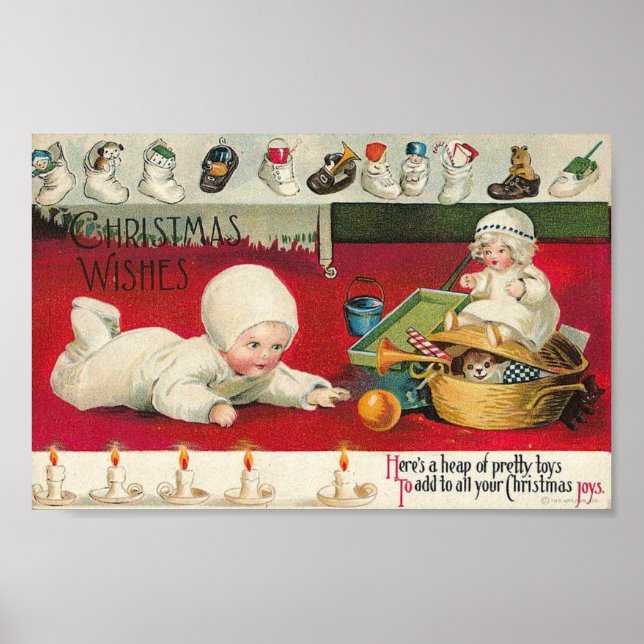 Affiche Voeux de Noël Bébé et jouets (Devant)