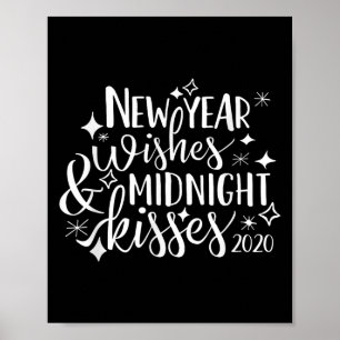 Affiche Vœux de Nouvel An et baisers de minuit Bonne année